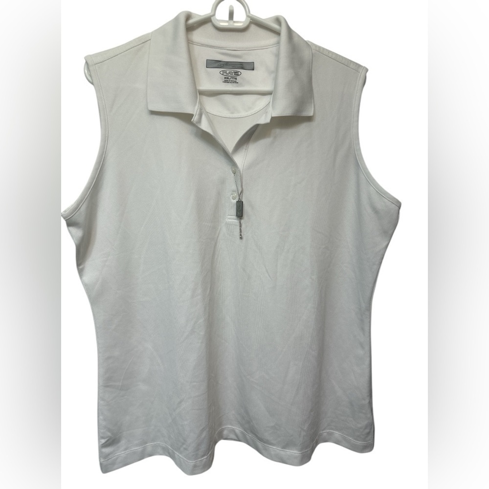Greg Norman Play Dry White Sleeveless Golf Polo Shirt NWT